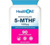 Health4All 5-MTHF Methylfolate 1000mcg 90 Capsules 3 Months Supply, Active Form of Folic Acid (Vitamin B9), Prenatal Folate with Magnesium for Optimal Absorption, Overcomes MTHFR | Made in UK
