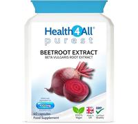 Health4All Beetroot Extract 4500mg per Capsule 60 Capsules (not Tablets) Purest: no additives Vegan Beta Vulgaris Supplement standardised to nitrates Contents, Blood Pressure Support | Made in UK