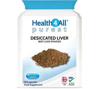 Health4All Desiccated Beef Liver Supplement 750mg per Capsule 120 Capsules, Un-defatted to Provide Full Absorption of Naturally Occurring Vitamins and Minerals Found in Beef Liver | Made in The UK