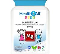 Health4All Kids Magnesium 180 Chewable Tablets for Anxiety, Sleep, Ticks. Tasty Orange Chewable Magnesium Supplement for Children 4+, Vegan, Sugar-Free | Made in UK | Alternative to Glycinate Gummies