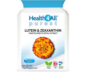 Health4All Lutein and Zeaxanthin Supplement 25mg per Capsule, 60 Capsules 2 Months Supply, Purest Eye Health Marigold Extract Supplement,