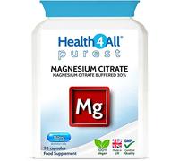 Health4All Magnesium Citrate 750mg per Capsule 90 Capsules, High Strength 225mg Elemental Magnesium, Easily Absorbable, Highly Bioavailable, Purest: no Additives, Vegan Supplement | Made in UK