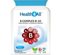 Health4All Vitamin B Complex B-50 90 Capsules, 3 Months Supply, High Potency Vegan B-Complex with PABA | Support Cognitive Functions, Energy, Tiredness & Fatigue | Made in UK (not Tablets)