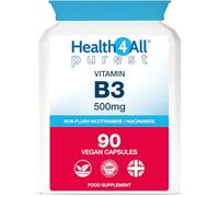 Health4All Vitamin B3 Niacin as Nicotinamide (Niacinamide) 500mg 90 Capsules, Purest, No Additives, Vegan, Gluten Free No-Flush Niacin Vitamin B3 Capsules | Made in UK