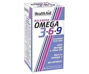 HealthAid Balanced Omega 3-6-9 60 Capsules Heart Brain Skin Wellness Support Aid