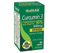 HealthAid Curcumin 3 Vegan Tablets - High Strength Turmeric Curcumin Supplement with Black Pepper Extract - Supports Joint Health, Normal Inflammatory Response & Antioxidant Protection - 30 Tablets