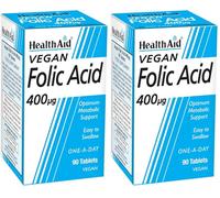 HealthAid Folic Acid 400g - 90 Tablets (Pack of 2)