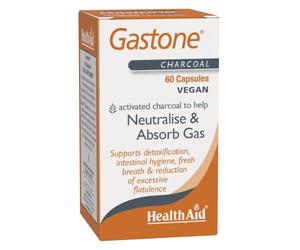 HealthAid Gastone - Activated Charcoal - Supports Digestive Health, Bloating, Gas Relief, & Indigestion - 60 Capsules