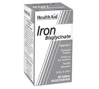 HealthAid Iron Bisglycinate 30mg Tablets - High Strength Iron Supplement - Supports Energy Release, Normal Cognitive Function & Red Blood Cell Formation - 90 Vegetarian Tablets