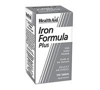 HealthAid Iron Formula Plus - 100 Count (Pack of 1) Vegetarian Tablets