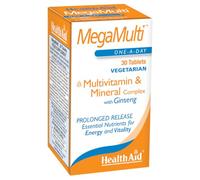 HealthAid Mega Multi's Tablets - High Strength Multivitamin & Mineral Supplement for Adults - Supports Energy Metabolism, Nervous System, Cognitive & Immune Function - 30 Tablets