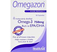HealthAid Omegazon - Omega 3 Fatty Acids Supplement for Heart Health, Brain Function & Skin Support - 30 Capsules