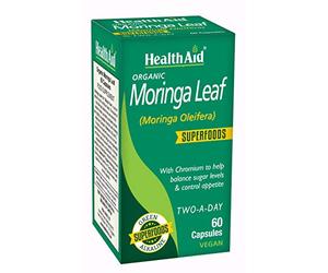 HealthAid Organic Moringa Leaf Vegan Capsules, Pack of 60 Capsules