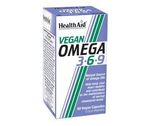 HealthAid Vegan Omega 3-6-9 60 Capsules Plant Based Heart Brain Skin Support Oil