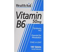 HealthAid Vitamin B6 50mg - for Fatigue, Hormone Regulation & Nervous System Support - 100 Vegan Tablets