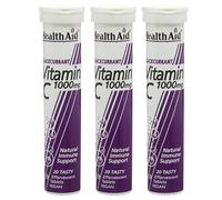 HealthAid Vitamin C 1000mg Effervescent, Blackcurrant Flavour, Immune Support Food Supplement, Pack of 3