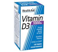 HealthAid Vitamin D3 1000iu - High Strength Cholecalciferol - Immune System & Bone Health Support - 120 Tablets - Vegetarian