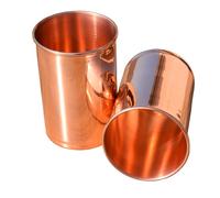 HEALTHANDWEALTH Copper Drinking Cups - Ayurvedic Health Pure Copper Tumblers - 2 pcs. Set - 300 ml (Plain Glass)