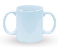 HEALTHANDWEALTH® Dual Handle Mug (Double Grip Mug) to Aid Tremors, Microwave Safe, 350 Ml Capacity (Blue)