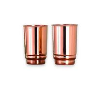 HEALTHANDWEALTH Pure Copper Drinking Water Cups - Ayurvedic Health Pure Copper Tumblers - 2 pcs. Set - 350 ml (11.8 US Fl Oz) Traveller's Cups