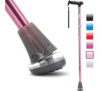 HEALTHBAZAAR All Terrain Folding Walking Stick, Walking Sticks for Elderly & Adults, Pivot Tip and Heavy Duty Mobility Aid, Collapsible Stick for Men & Ladies (Pink)