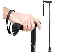 HEALTHBAZAAR All Terrain Walking Stick for Men & Women, Lightweight, Foldable, Adjustable, Shock Absorption, Collapsible Walking Stick for Seniors & Adults | HealthBazaar (Black)