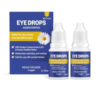Healthcare by Amazon Eye Drops with Sodium Hyaluronate 0.2% and Flower Distilled Water, 15 ml, Pack of 2 (Previously a Amazon Basic Care brand, same product)
