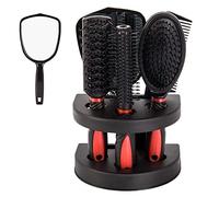 Healthcom Set of 5 Hair Combs Set Professional Salon Hair Cutting Brushes Sets Salon Hairdressing Styling Tool Mirror And Holder Stand Set Dressing Comb Kits for
