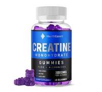 HealthEssent Creatine Monohydrate Pre Workout Gummies 3000mg - Supports Muscle Recovery, Strength & Power - Enhances Workout Performance - 60 Vegan Capsules (1-Month Supply)