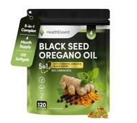 HealthEssent Oregano Oil & Black Seed Oil Capsules Supplement 6500mg 5-in-1 | 5-in-1 Blend: Wild Oregano Oil with Nigella Sativa Black Seed, Turmeric, Ginger, Black Pepper | 95% Carvacrol | 120 Softgels