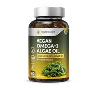 HealthEssent Vegan Omega-3 Algae Oil 60 Softgels (1 Month Supply) | High Strength DHA 300mg + EPA 200mg per Serving | Plant Based, Fish-Oil Free | Schizochytrium Algae Source | Heart, Brain & Eye