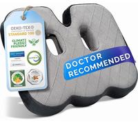 Healthfix® Orthopaedic Memory Foam Seat Cushion for Office Chair & Car - Coccyx & Sciatica Pain Relief Pillow - Ergonomic Chair Pad with Washable Cover & Non-Slip Base