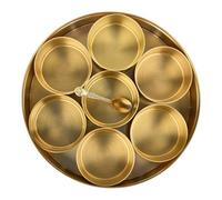 HealthGoodsIn Brass Spice Box with 7 Containers with Lid & Spoon - Traditional Indian Masala Dabba for Kitchen Storage - Handcrafted Brass Masala Box - Ideal for Spices, Herbs & Condiments (9 Inch)