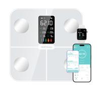 Healthkeep Scales for Body Weight with Large Display, 15 Body Datas with Heart Rate for Weighing Fat Scale, Smart Weight App Compatible with iOS & Android, Max 400lb/180kg/28st, 28cm, White