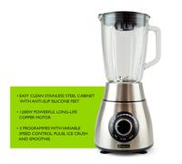 Healthkick 1200W Stainless Steel Ice Crushing Smoothie Blender - 1.8L Glass Jug [EEK: Not Compliant]