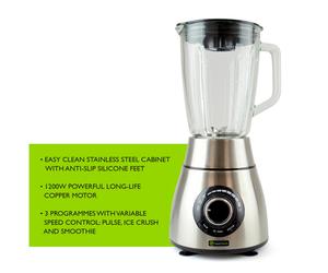 Healthkick 1200W Stainless Steel Ice Crushing Smoothie Blender - 1.8L Glass Jug [EEK: Not Compliant]