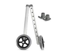 Healthline Walker 5” Wheels with Rear Glides - Universal Replacement Kit for Standard 1” Walkers - Includes 2 Fixed Front Wheels + 2 Ski-Style Glides - Smooth Indoor/Outdoor Rolling, Adjustable Height