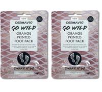 Healthpoint Derma V10 Go Wild Foot Mask, Hydrating Foot Socks With Vitamin E, Hyaluronic Acid, Orange, Cranberry Extract, Moisturises, Nourishes, Softens, Smooths Dry Cracked Heels, Vegan Friendly