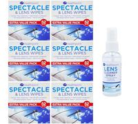 Healthpoint Glasses Cleaner Bundle: 312 Individually Wrapped Lens Wipes and 50ml Lens Cleaner Spray. Ideal for Spectacles, Cameras, Binoculars, and Smartphone Screens (6 Packs of 52 Wipes, Total 312)