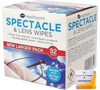 Healthpoint Glasses Wipes - 312 Individually Wrapped Lens Wipes - Also Suitable for Cameras, Binoculars & Smartphone Screens (6 Extra Value Packs of 52 = 312 Wipes) Plus Groomarang!