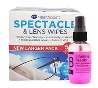 Healthpoint Glasses Wipes & Disinfectant Spray - 1040 Individually Wrapped Lens Wipes - Also Suitable for Cameras, Binoculars & Smartphone Screens (20 Extra Value Packs of 52 = 1040 Wipes)