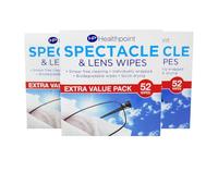 Healthpoint Spectacle Wipes - 3 x 52 (156 Total) | Lens Cleaning Wipes for Glasses, Screens & Optical Surfaces | Streak-Free Anti-Smudge Disposable Wipes | Individually Wrapped