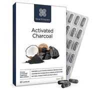 Healthspan Activated Charcoal (90 Capsules) | Contributes to Reduced Flatulence After Eating | 334mg Activated Charcoal per Capsule | Natural Source from Coconut Shells | Vegan