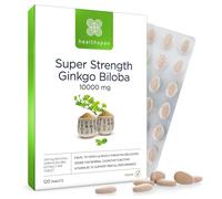 Healthspan Ginkgo Biloba Cognitive Support (10,000mg) | 120 Tablets | Maximum Strength Ginkgo Extract | Mental Function | Added Iodine & Vitamin B5 | Supports Energy | Vegan