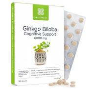 Healthspan Ginkgo Biloba Cognitive Support (6,000mg) | 180 Tablets | Maximum Strength Ginkgo Extract | Mental Function | Added Iodine & Vitamin B5 | Supports Energy | Vegan