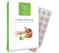 Healthspan Ginkgo & Ginseng Cognitive Support | 120 Tablets | Ginkgo Biloba | Panax Ginseng Extracts | Iodine | Vitamin B3 | Vitamin B5 | Vegan