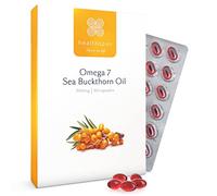 Healthspan Omega 7 Sea Buckthorn Oil 500mg | Women’s Health | High Levels of Omega 7 | Rich in Omega 9 Fatty Acids | Vitamin A | Carotenoids & Tocopherols | Vegan (60 Capsules)