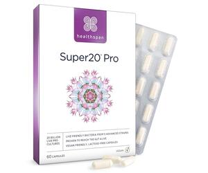Healthspan Super20 Pro Supports a Healthy Gut (60 Capsuels) | Probiotic with 20 Billion Live Friendly Bacteria | from Five of The Best strains | Promotes Friendly Bacteria in Your Gut | Vegan