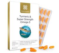 Healthspan Turmeric & Omega 3 | 60 Capsules | Added Vitamin C & Vitamin D3 | Heart, Joint & Bone Health | Sustainably Sourced