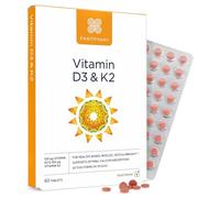 Healthspan Vitamin D3 & K2 | 60 Tablets | for Immune, Bone & Blood Health | 100ug Vitamin D3 & 100ug Vitamin K2 | Optimal Calcium Absorption and delivery | Pure, Active Form MK-7 | Vegetarian